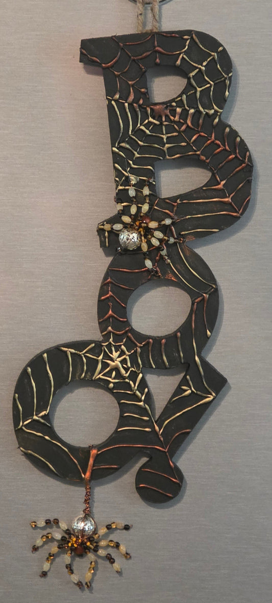 Handcrafted Halloween Spider Sign - BOO-niquely Designed
