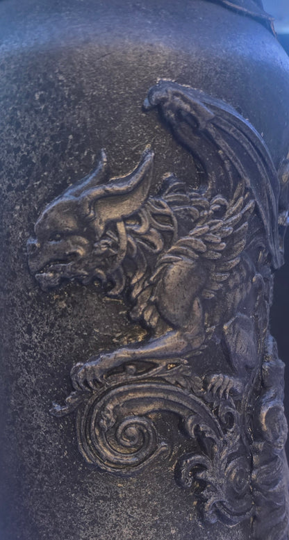 Medieval Gothic Guardian Urn - Gargoyle and Lion Decorative Vase