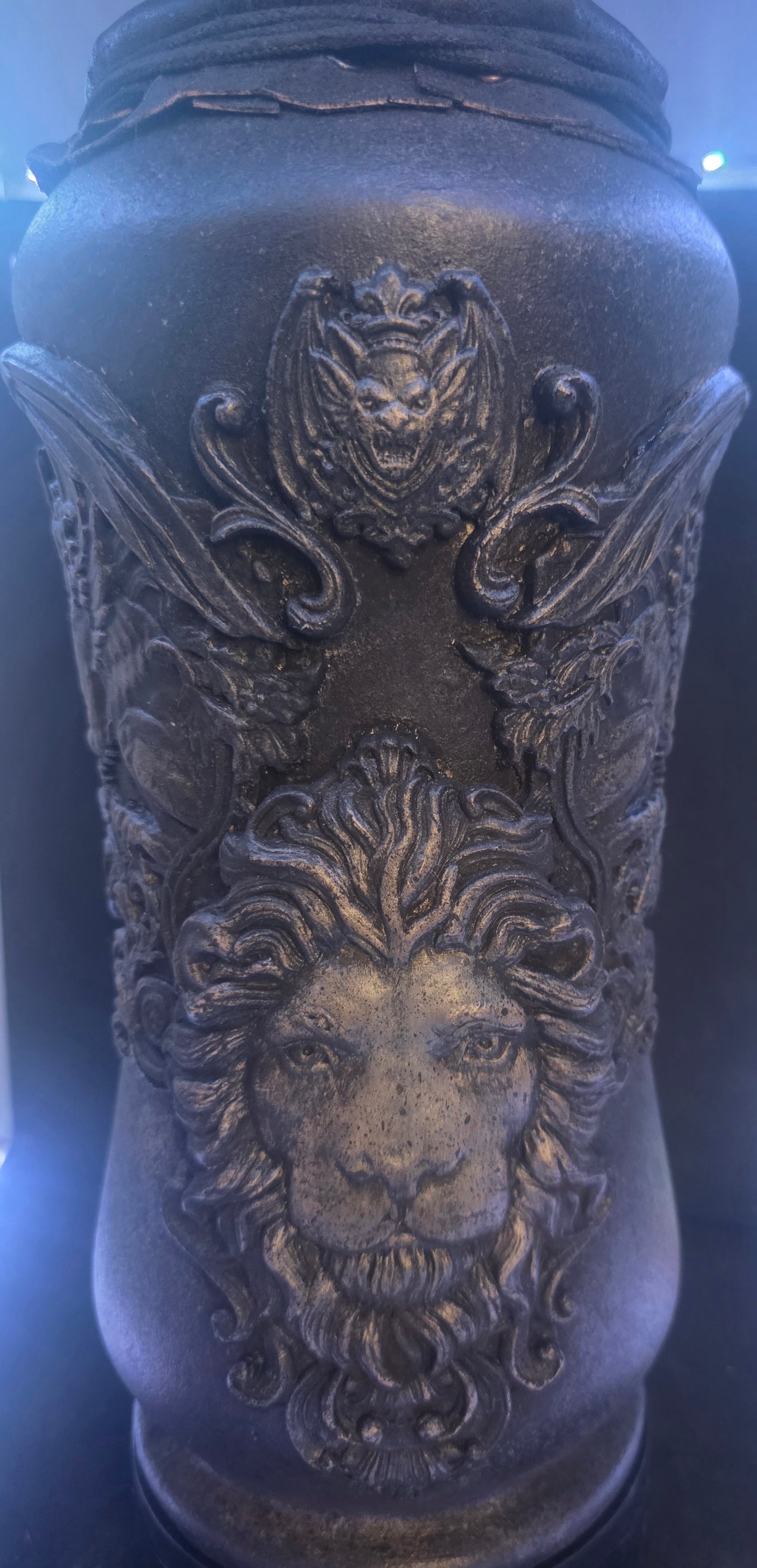 Medieval Gothic Guardian Urn - Gargoyle and Lion Decorative Vase