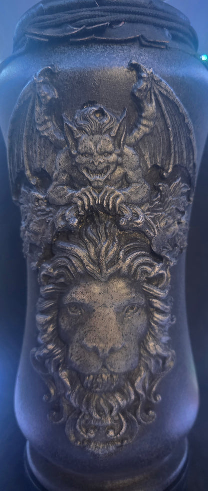 Medieval Gothic Guardian Urn - Gargoyle and Lion Decorative Vase