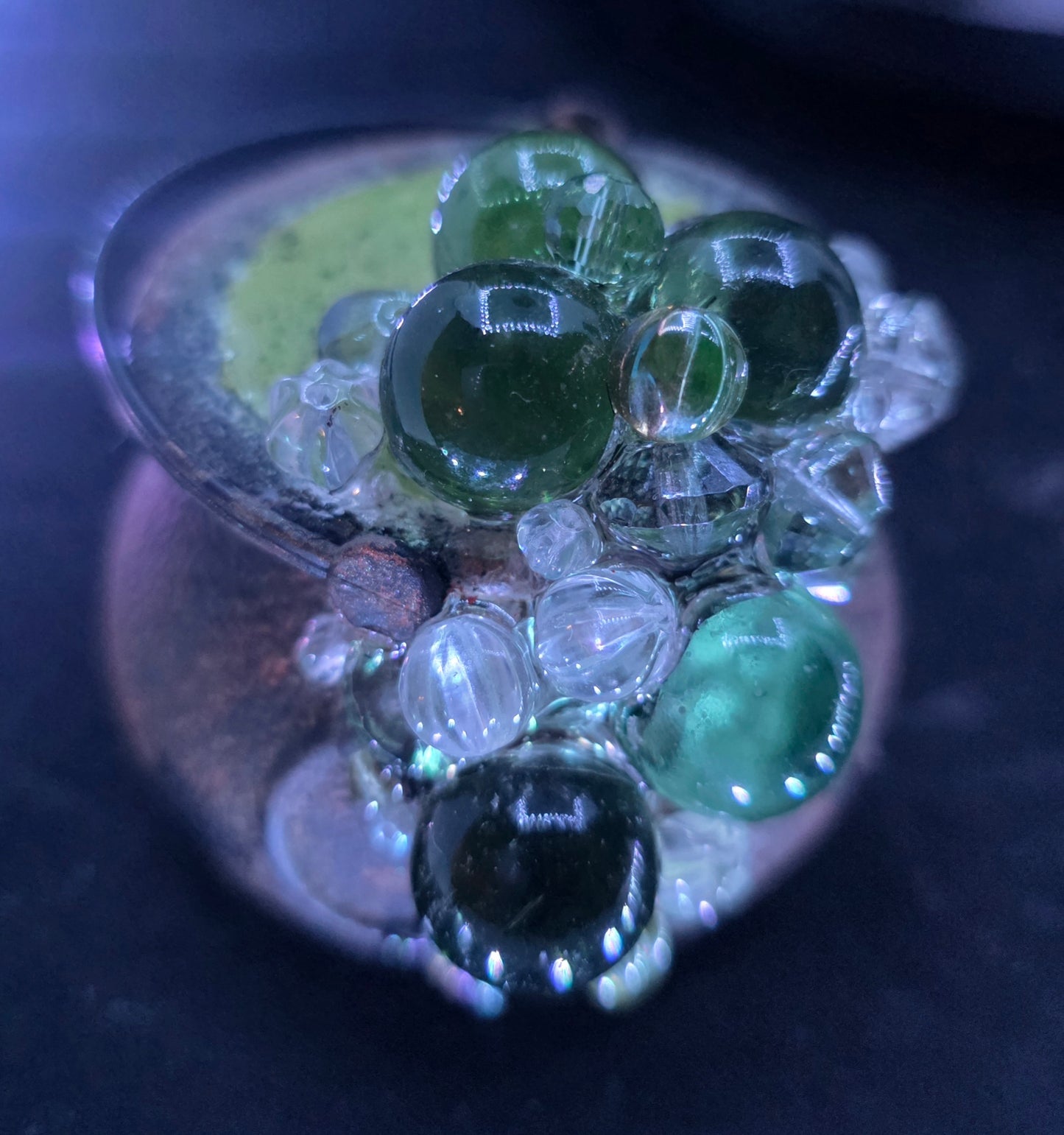 Mini Halloween Witch Cauldron Bubbling with Czech Glass Beads