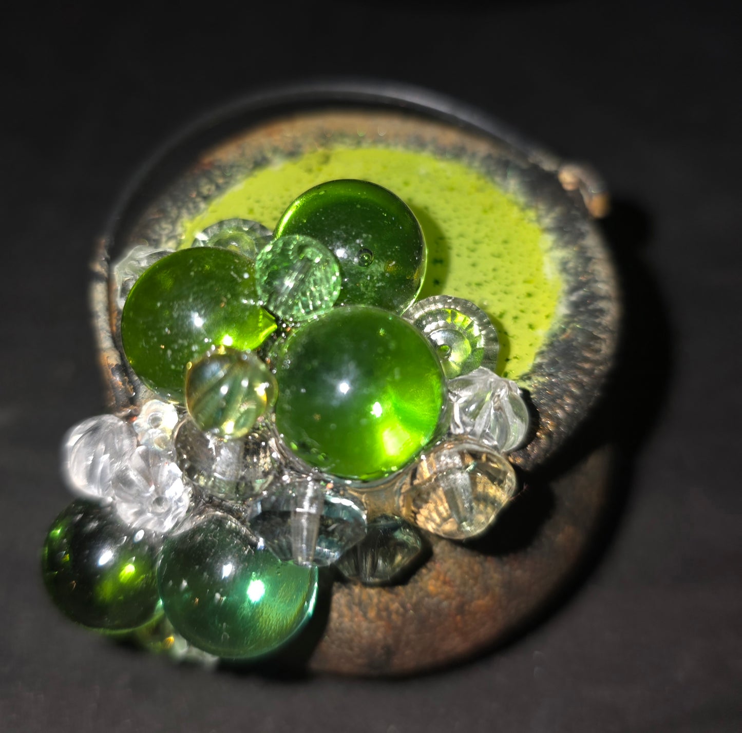 Mini Halloween Witch Cauldron Bubbling with Czech Glass Beads