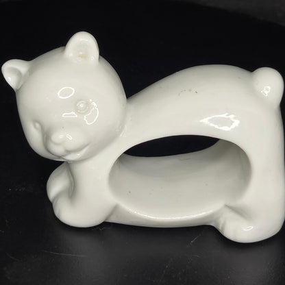 Vintage porcelain bear napkin ring marked Japan, circa 1987