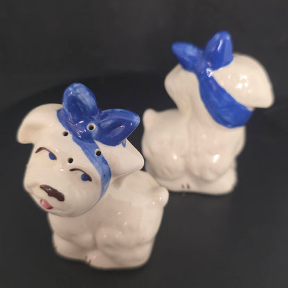 Shawnee Pottery Mugsy dog salt and pepper shakers with stoppers, circa 1940s-1950s
