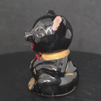 Vintage single black pig salt shaker, Mid-Century Modern, made in Japan