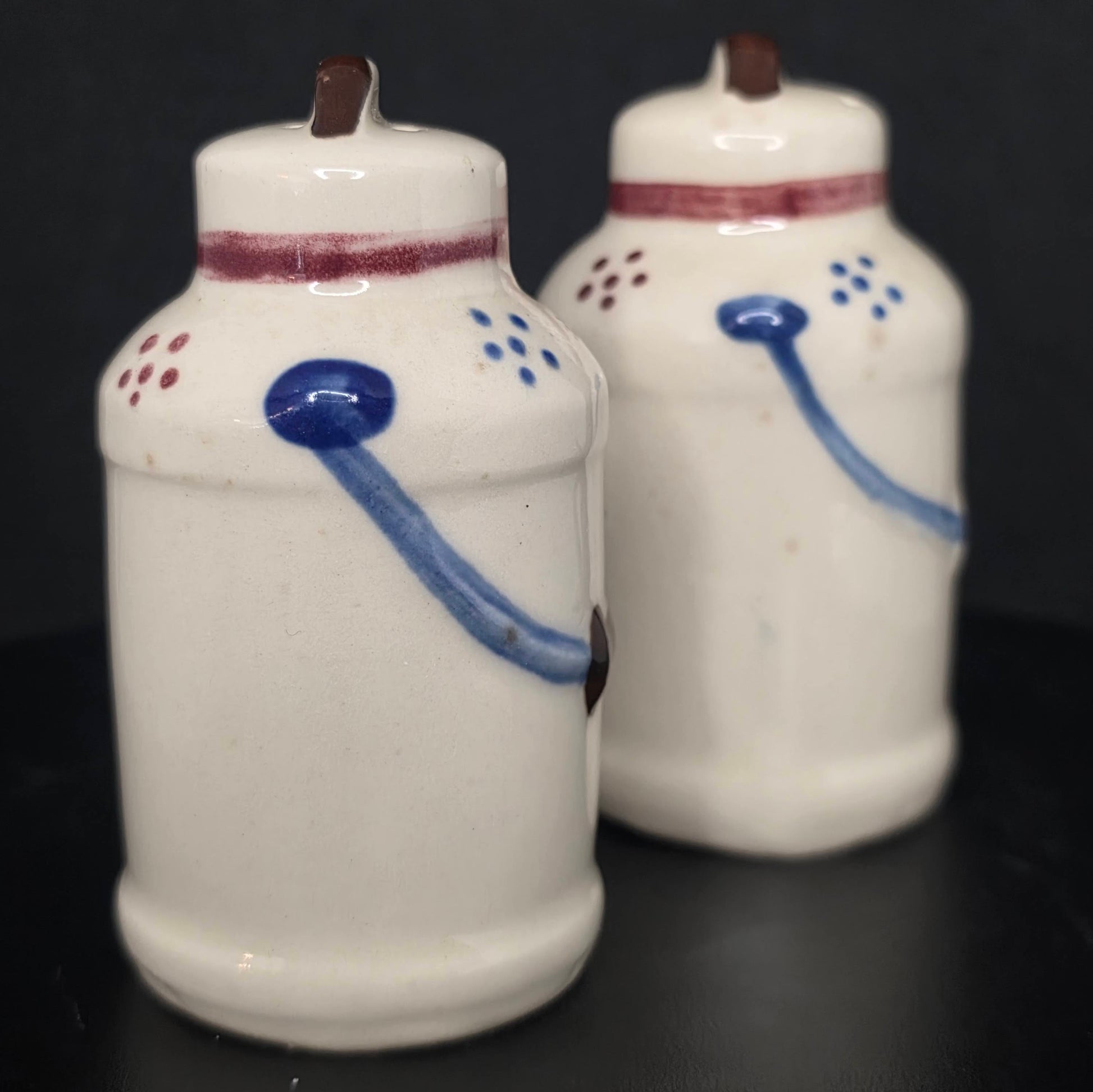 Shawnee Pottery milk can salt and pepper shakers, circa 1930s-1960s