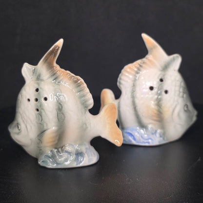 Back view of angel fish shakers showing Japan marking, 2.75 inches tall