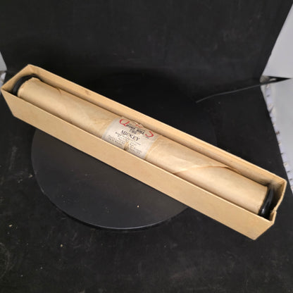 Antique Q.R.S piano roll #768 MICKEY in original cardboard box showing vintage label and condition