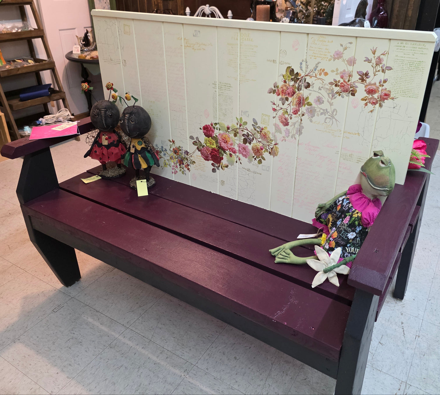 Amish-Crafted Crimson & Cream Garden Bench