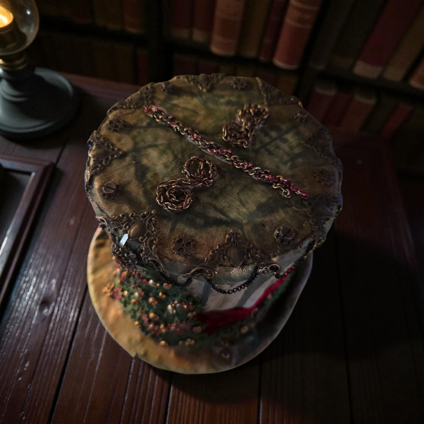 Handcrafted Steampunk Christmas Hat - Victorian Holiday Decor