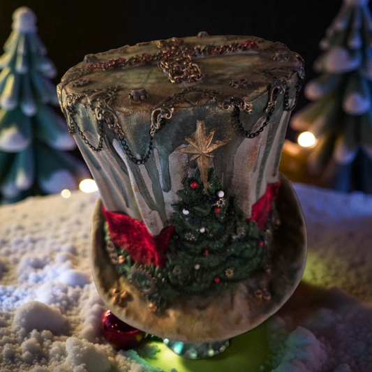 Handcrafted Steampunk Christmas Hat - Victorian Holiday Decor