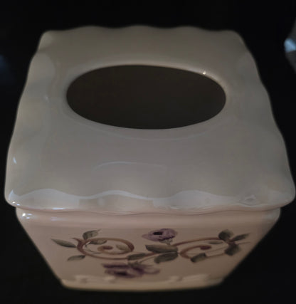 Glazed Ceramic Decorative Floral Tissue Box Cover