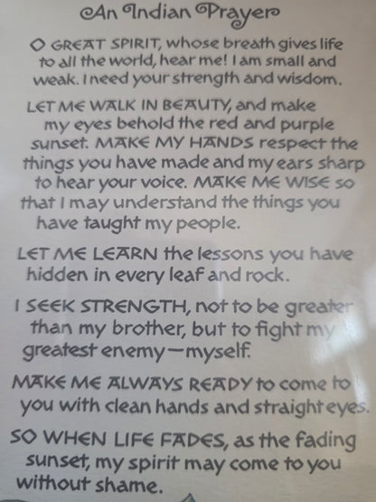 Native American prayer on a white background