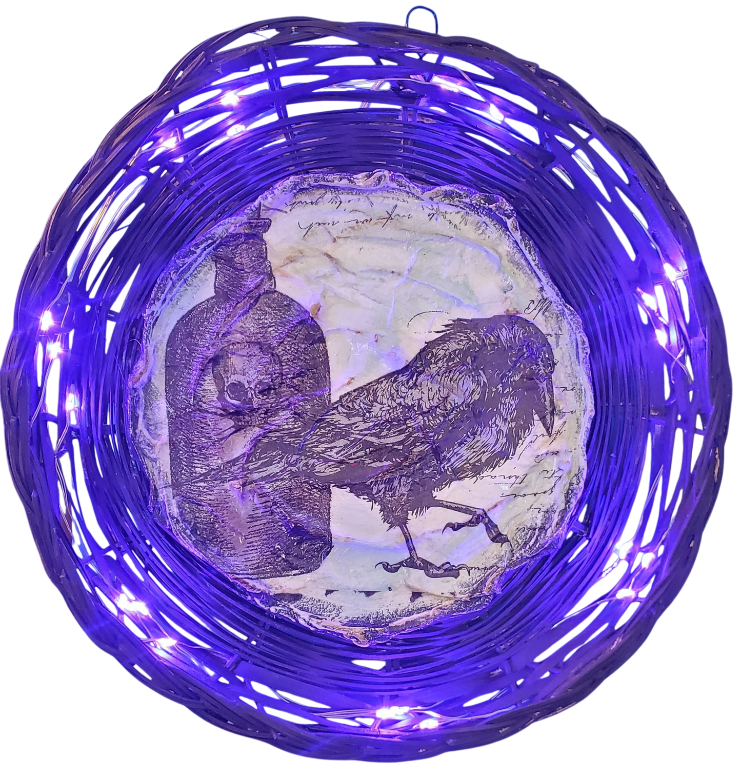 Raven Light-Up Wicker Wall Hanging