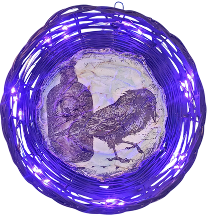 Raven Light-Up Wicker Wall Hanging
