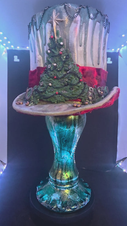 Handcrafted Steampunk Christmas Hat - Victorian Holiday Decor